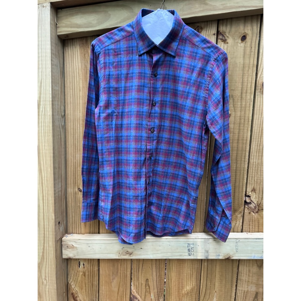 David Donahue Mens Plaid Button Down Long Sleeve Shirt,‎ size S